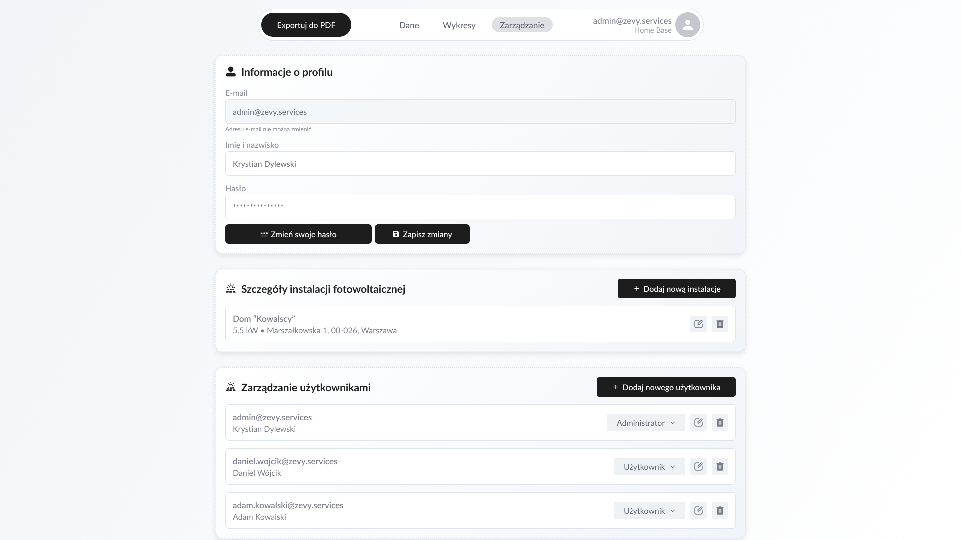 Dashboard dla Instalacji Fotowoltaicznych - screenshot 4