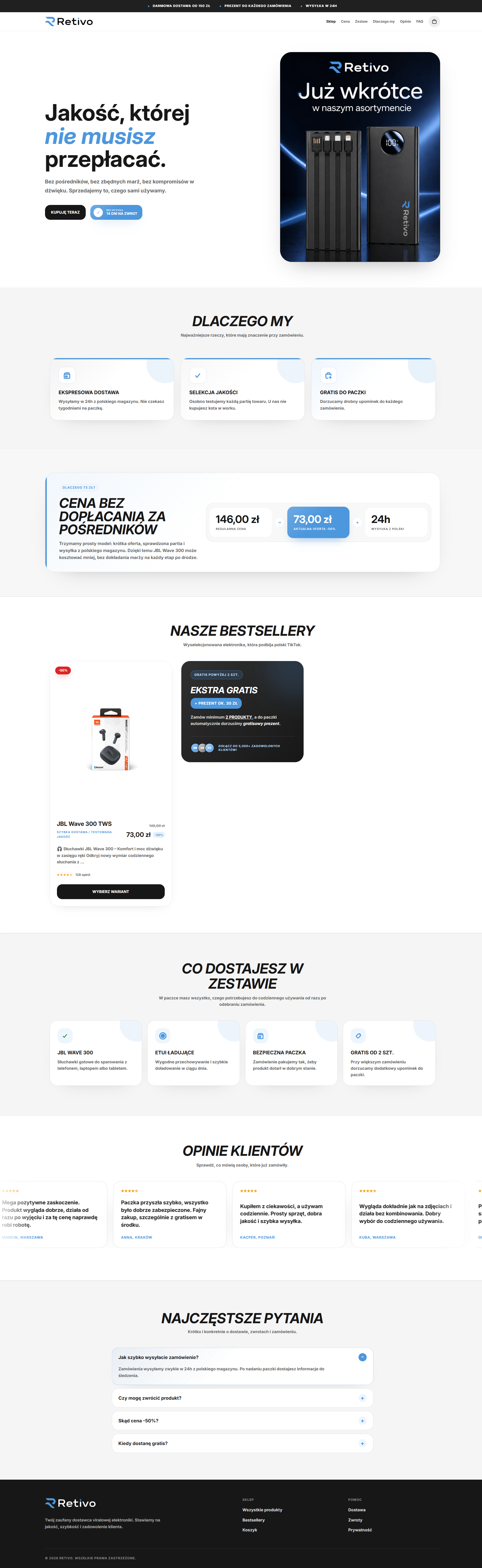 Retivo - Sklep internetowy Shopify - screenshot 2