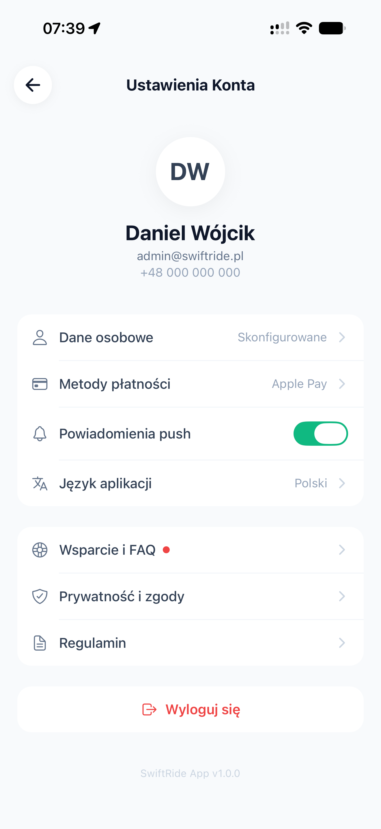 Swiftride - Aplikacja mobilna - screenshot 3