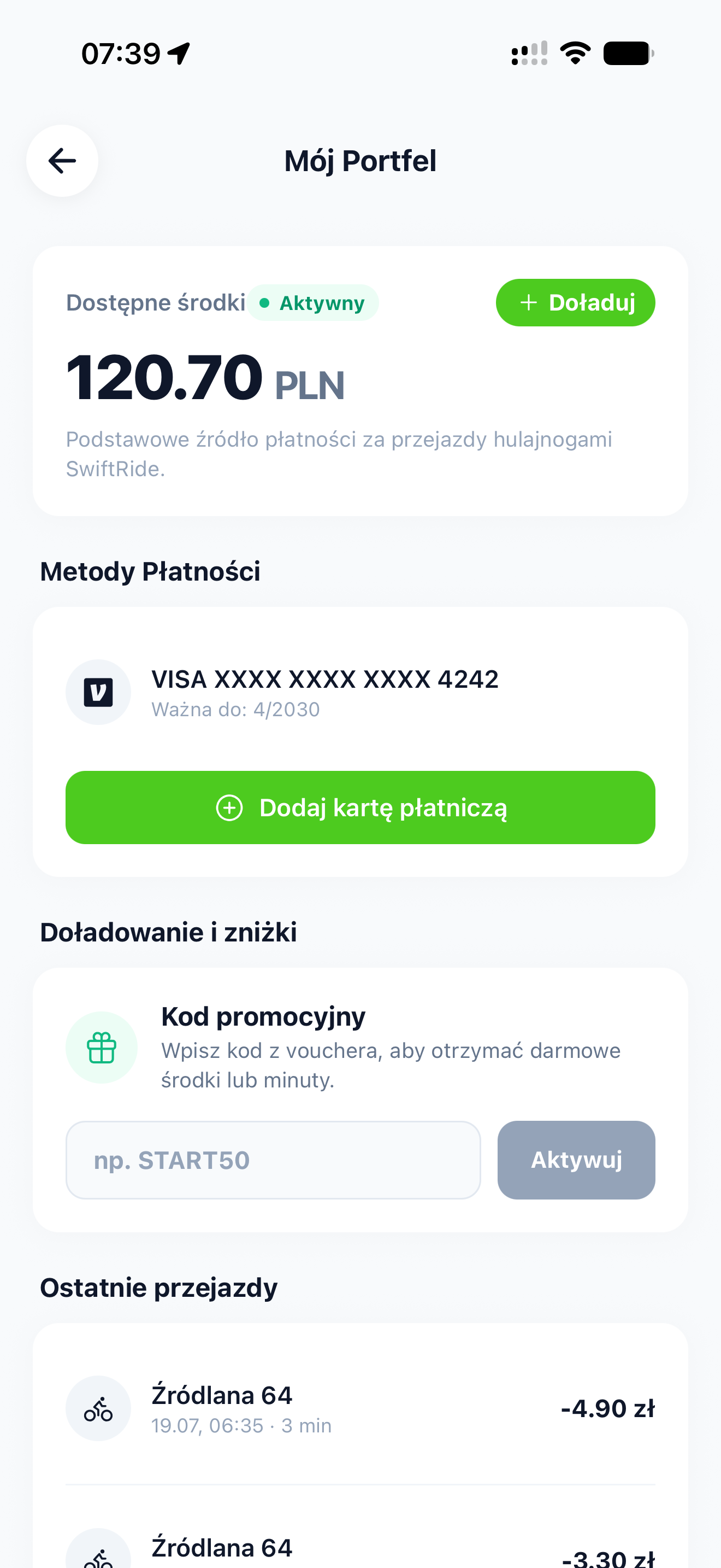 Swiftride - Aplikacja mobilna - screenshot 4