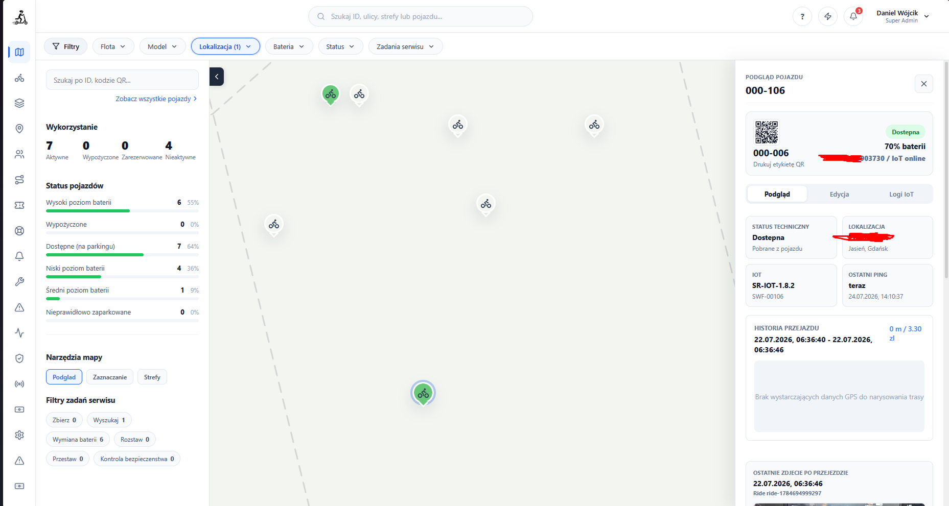 Swiftride - Panel Zarządzania i IoT - screenshot 1